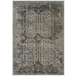 Alternative view of Enye Distressed Vintage Floral Lattice 8' x 10' Area Rug In Brown and Silver Blue