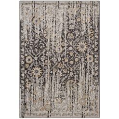 Ganesa Distressed Diamond Floral Lattice 8' x 10' Area Rug in Black and Beige