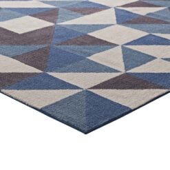 Alternative view of Kahula Geometric Triangle Mosaic 8' x 10' Area Rug In Blue White and Gray