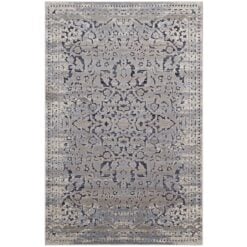 Alternative view of Margarida Distressed Vintage Turkish 8' x 10' Area Rug In Blue and Cream