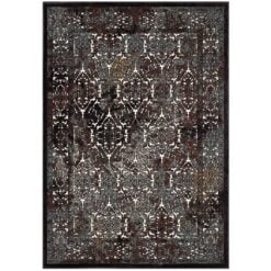 Westia Ornate Turkish Vintage 8' x 10' Area Rug in Dark Brown and Silver Blue