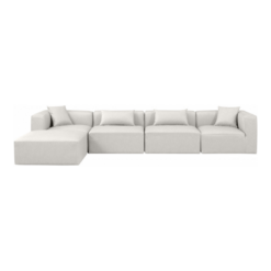Cube 144" Vegan Leather Upholstered 5pc. Modular Sectional In Cream