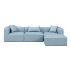 Cube 108" Vegan Leather Upholstered 4pc. Modular Sectional In Light Blue