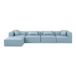 Cube 144" Vegan Leather Upholstered 5pc. Modular Sectional In Light Blue