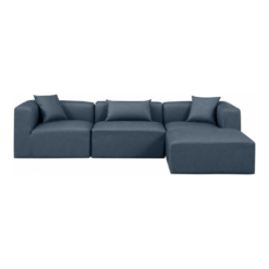 Cube 108" Vegan Leather Upholstered 4pc. Modular Sectional In Navy