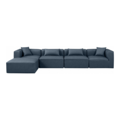 Cube 144" Vegan Leather Upholstered 5pc. Modular Sectional In Navy