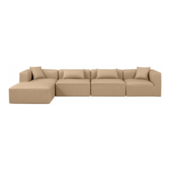 Cube 144" Vegan Leather Upholstered 5pc. Modular Sectional In Tan