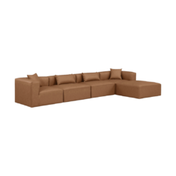 Alternative view of Cube 144" Vegan Leather Upholstered 5pc. Modular Sectional In Brown