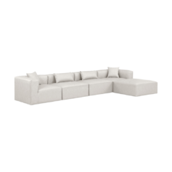 Alternative view of Cube 144" Vegan Leather Upholstered 5pc. Modular Sectional In Cream