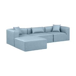 Alternative view of Cube 108" Vegan Leather Upholstered 4pc. Modular Sectional In Light Blue