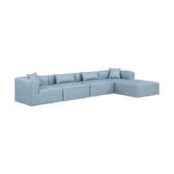 Alternative view of Cube 144" Vegan Leather Upholstered 5pc. Modular Sectional In Light Blue