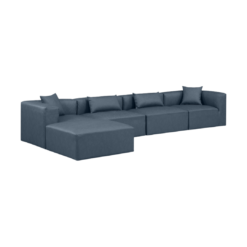 Alternative view of Cube 144" Vegan Leather Upholstered 5pc. Modular Sectional In Navy