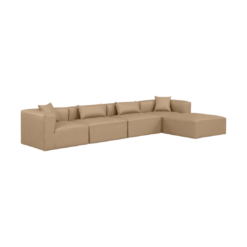 Alternative view of Cube 144" Vegan Leather Upholstered 5pc. Modular Sectional In Tan