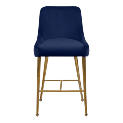 Owen Velvet Upholstered Counter Stool In Navy