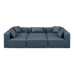 Cube 108" Vegan Leather Upholstered 6pc. Modular Sectional In Navy