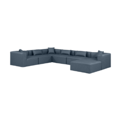 Alternative view of Cube 144" Vegan Leather Upholstered 7pc. Modular Sectional In Navy