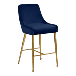 Alternative view of Owen Velvet Upholstered Counter Stool In Navy