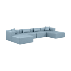 Alternative view of Cube 144" Vegan Leather Upholstered 6pc. Modular Sectional In Light Blue