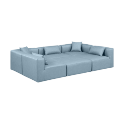 Alternative view of Cube 108" Vegan Leather Upholstered 6pc. Modular Sectional In Light Blue