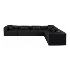Alternative view of Cube 144" Vegan Leather Upholstered 6pc. Modular Sectional In Black