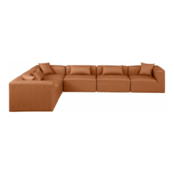Alternative view of Cube 144" Vegan Leather Upholstered 6pc. Modular Sectional In Cognac