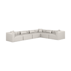 Cube 144" Vegan Leather Upholstered 6pc. Modular Sectional In Cream