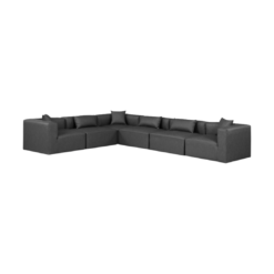 Cube 144" Vegan Leather Upholstered 6pc. Modular Sectional In Gray