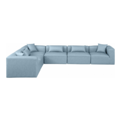 Alternative view of Cube 144" Vegan Leather Upholstered 6pc. Modular Sectional In Light Blue