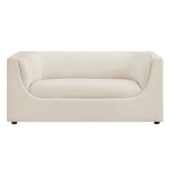Hilda 67" Curved Back Performance Velvet Loveseat In Alabaster