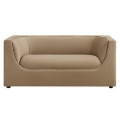 Hilda 67" Curved Back Performance Velvet Loveseat In Taupe