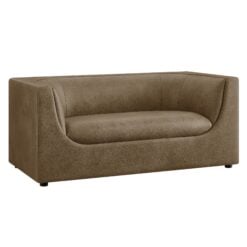Alternative view of Hilda 67" Curved Back Vegan Leather Loveseat In Mushroom