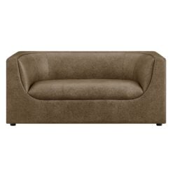 Hilda 67" Curved Back Vegan Leather Loveseat In Mushroom
