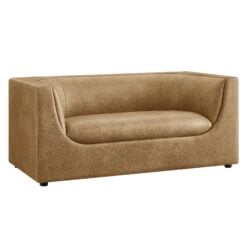 Alternative view of Hilda 67" Curved Back Vegan Leather Loveseat In Toast