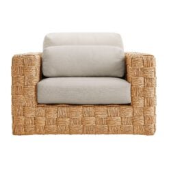 Thames Outdoor Patio Wicker Outdoor Patio Rattan Armchair In Natural Light Gray